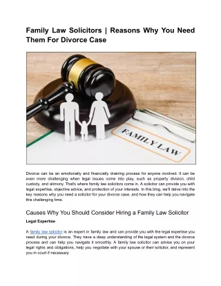 Family Law Solicitors | Reasons Why You Need Them For Divorce Case