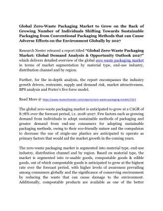 global zero waste packaging market to grow