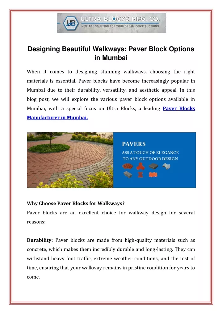 designing beautiful walkways paver block options