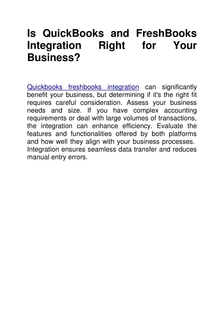 is quickbooks and freshbooks integration right