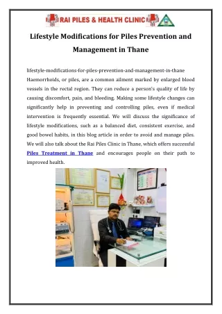 Lifestyle Modifications for Piles Prevention and Management in Thane