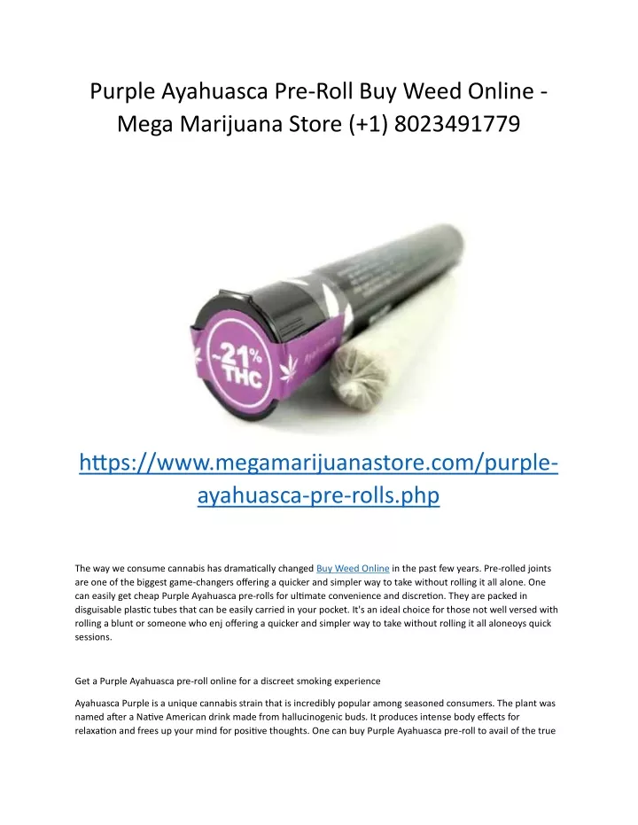 purple ayahuasca pre roll buy weed online mega