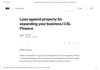 Loan against property for expanding your business | CSL Finance