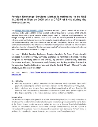 foreign exchange services market is estimated