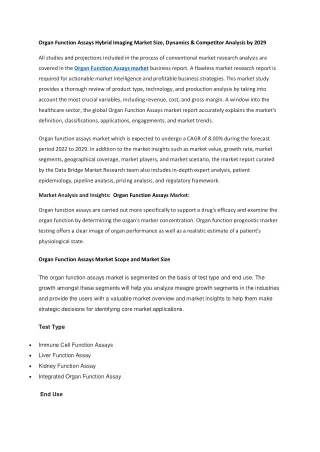 organ function assays hybrid imaging market size
