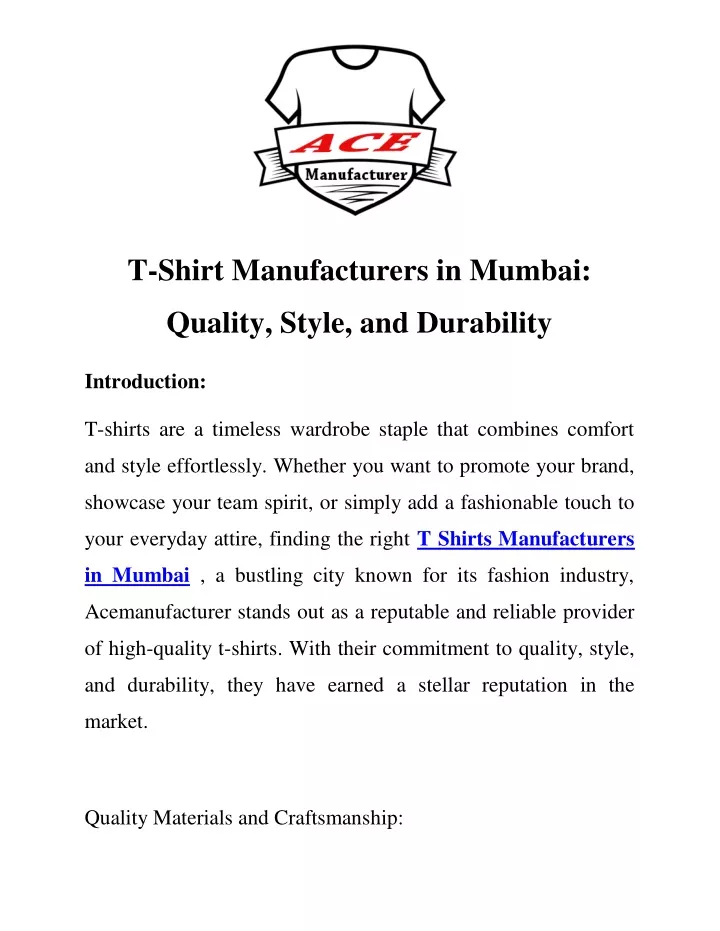 t shirt manufacturers in mumbai