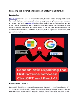 London Atil| Comparing ChatGPT and Bard AI