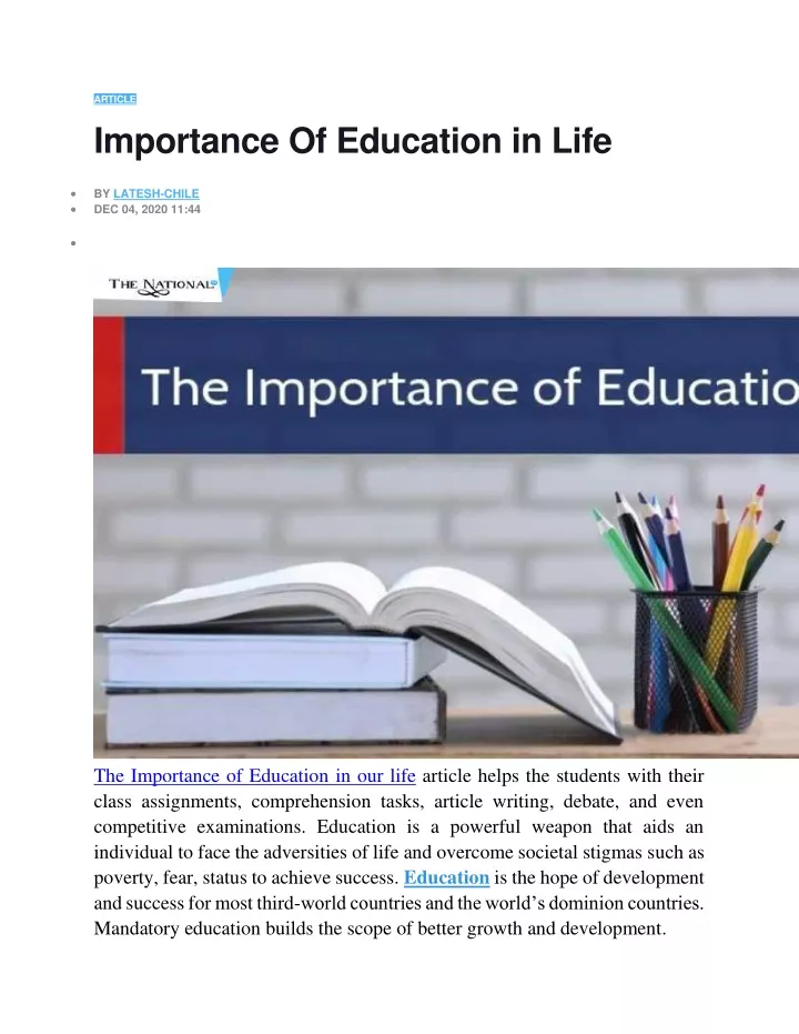 article importance of education in life