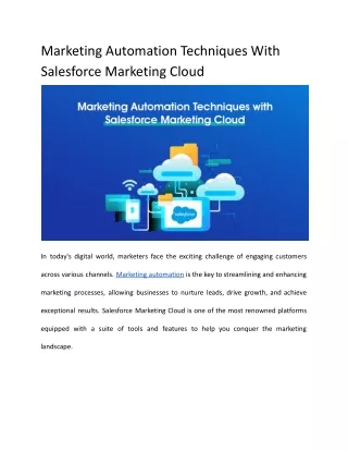Marketing Automation Techniques with Salesforce Marketing Cloud