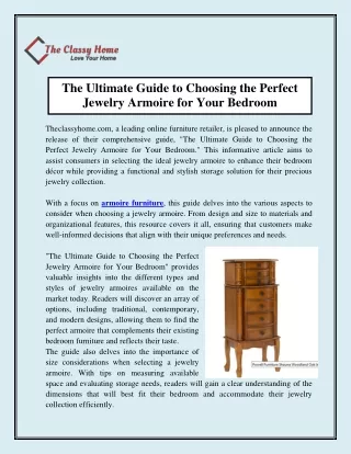 The Ultimate Guide to Choosing the Perfect Jewelry Armoire for Your Bedroom
