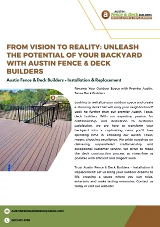 From Vision to Reality: Unleash the Potential of Your Backyard with Austin Fence