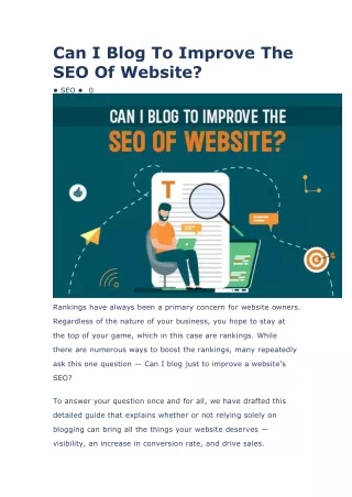 can i blog to improve the seo of website