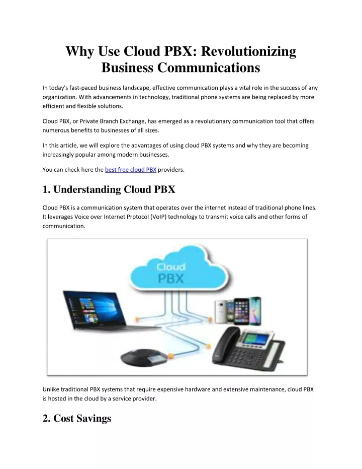 why use cloud pbx revolutionizing business