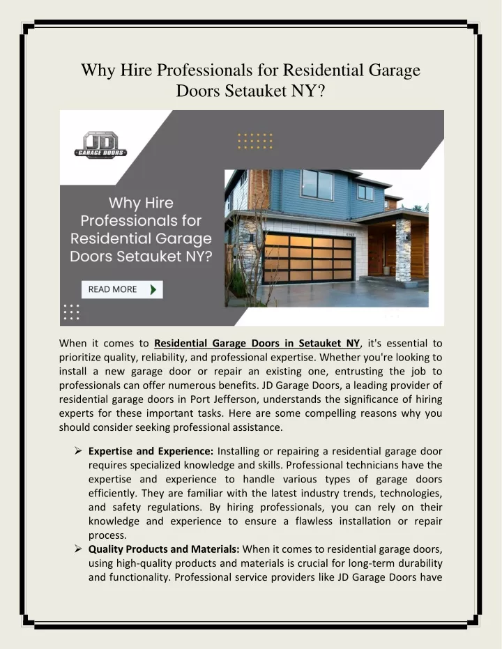 why hire professionals for residential garage