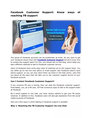 Facebook Customer Support: Know ways of reaching FB support