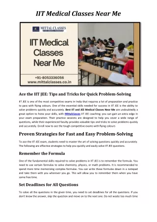 IIT Medical Classes Near Me