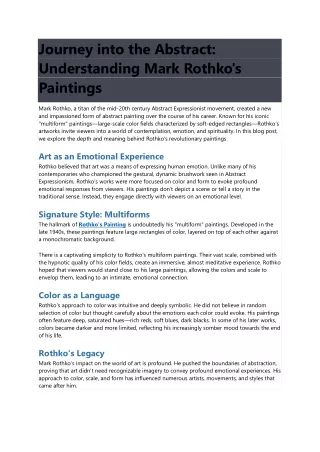 journey into the abstract understanding mark