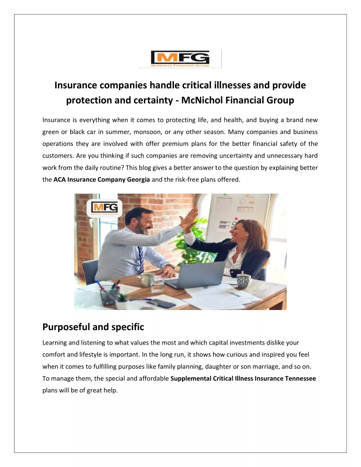 Ppt Supplemental Critical Illness Insurance Tennessee Mcnichol Financial Group Powerpoint 