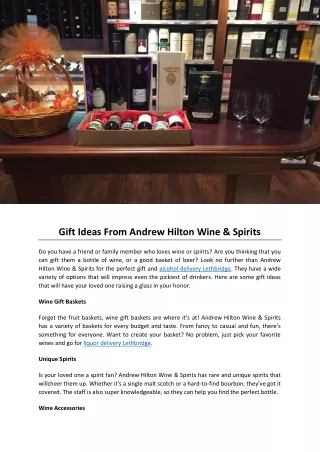 Gift Ideas From Andrew Hilton Wine & Spirits
