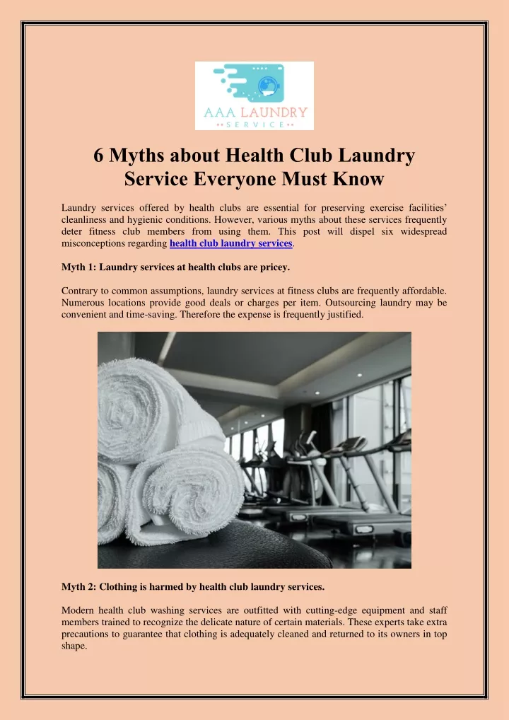 6 myths about health club laundry service