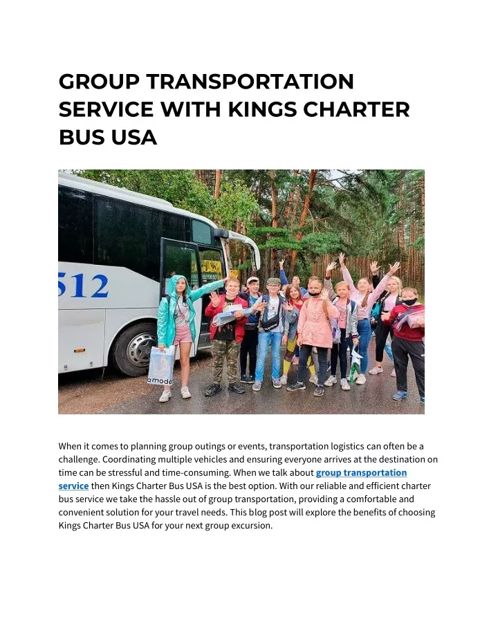 group transportation service with kings charter