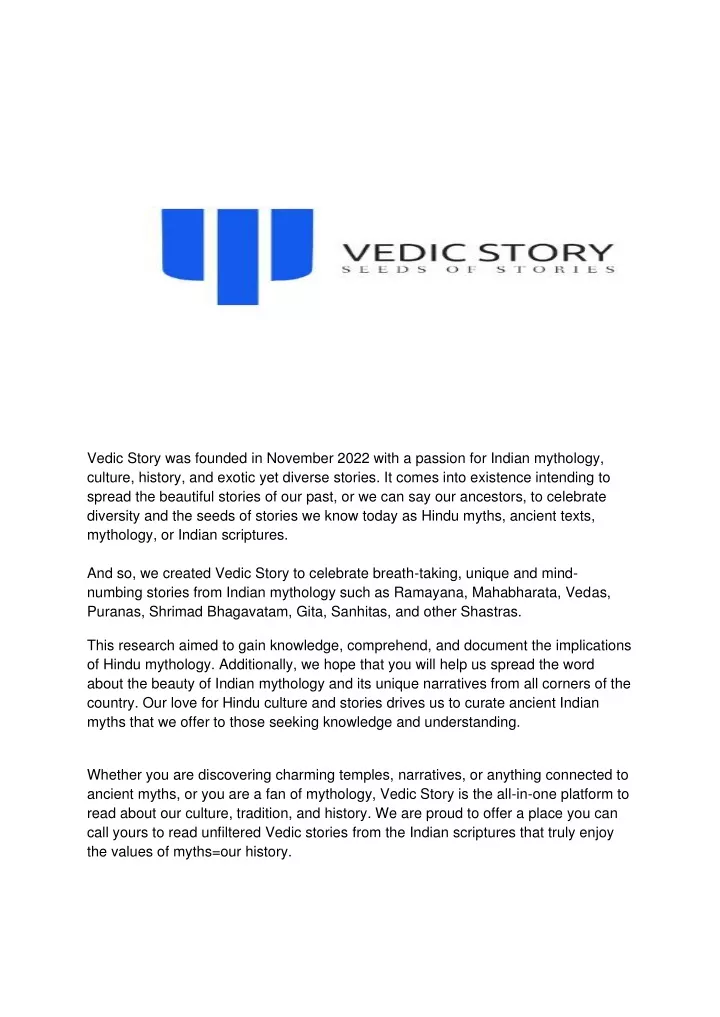 vedic story was founded in november 2022 with