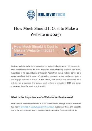 how much should it cost to make a website in 2023