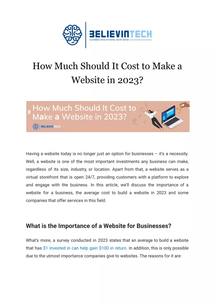 how much should it cost to make a website in 2023