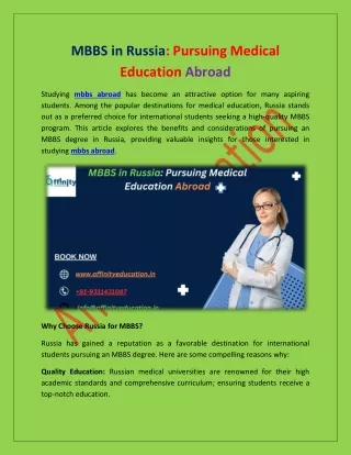 MBBS in Russia: Pursuing Medical Education Abroad