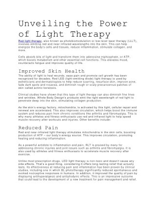 Unveiling the Power of Light Therapy