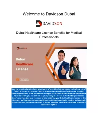 Dubai Healthcare License Benefits for Medical Professionals