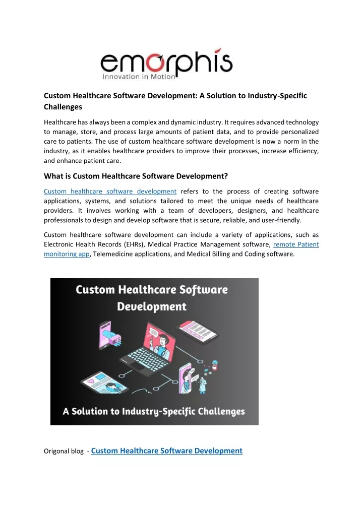 custom healthcare software development a solution