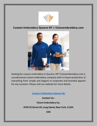 Custom Embroidery Queens NY | Visionembroidery.com