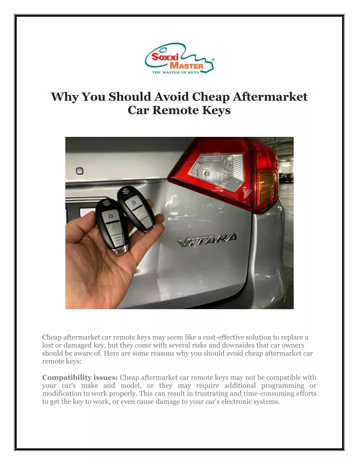 why you should avoid cheap aftermarket car remote