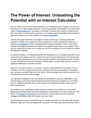 The Power of Interest_ Unleashing the Potential with an Interest Calculator
