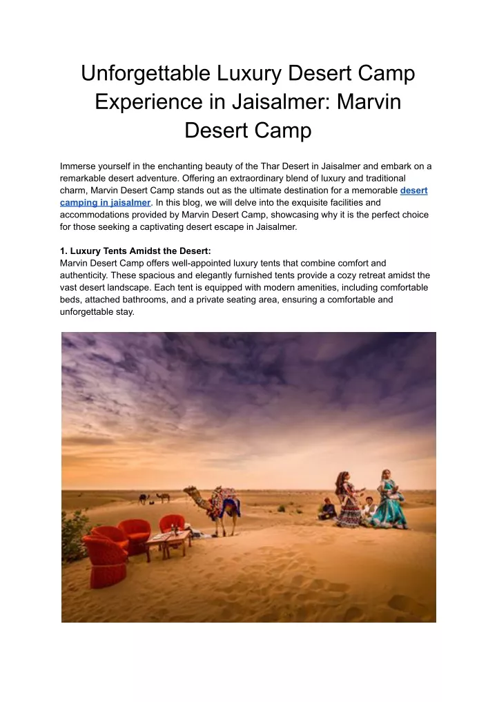 unforgettable luxury desert camp experience