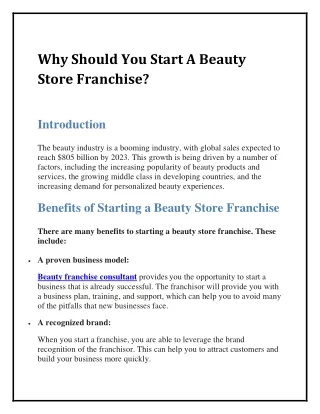 Why Should You Start A Beauty Store Franchise
