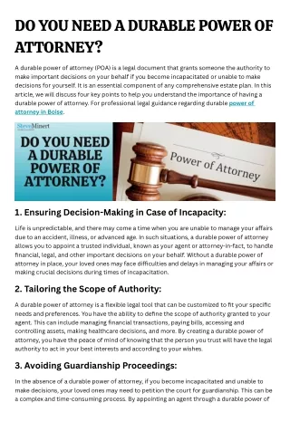 DO YOU NEED A DURABLE POWER OF ATTORNEY