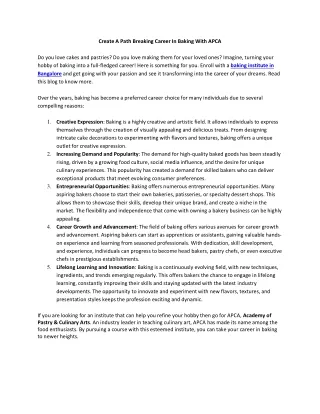 create a path breaking career in baking with apca