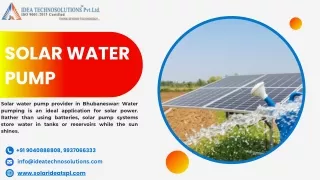 solar water pump system in Bhubaneswar, Odisha- Idea Technosolutions Pvt. Ltd.