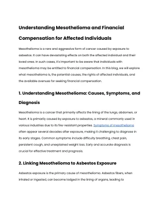 Understanding Mesothelioma and Financial Compensation for Affected Individuals