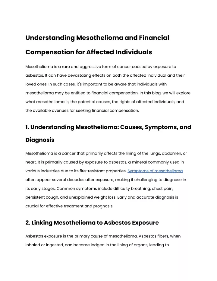 understanding mesothelioma and financial