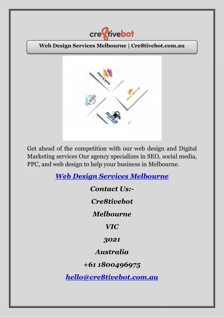 web design services melbourne cre8tivebot com au