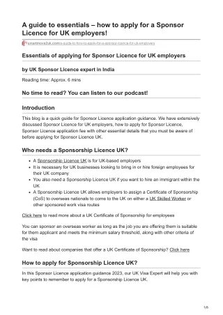 A guide to essentials  how to apply for a Sponsor Licence for UK employers