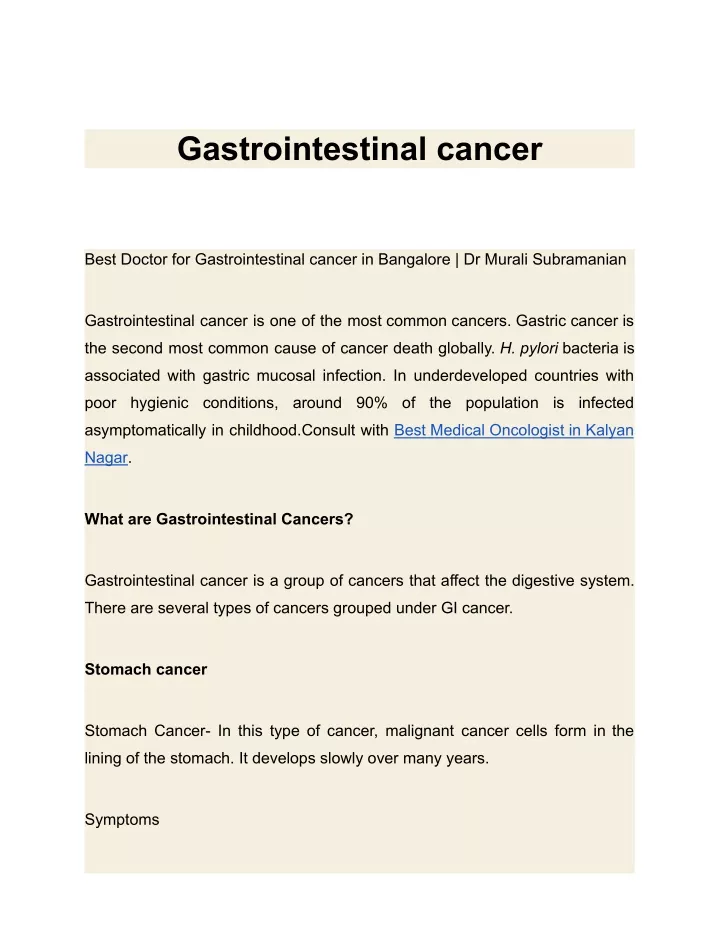 gastrointestinal cancer