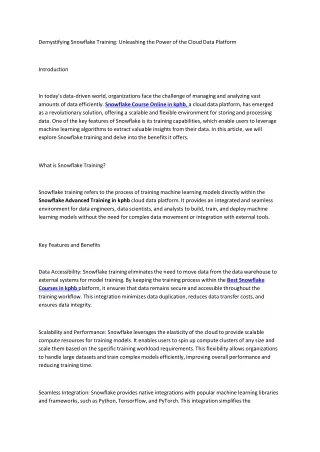 demystifying snowflake training unleashing