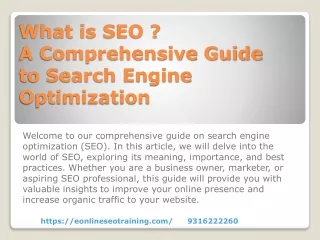 SEO Basics : An Introduction to Search Engine Optimization