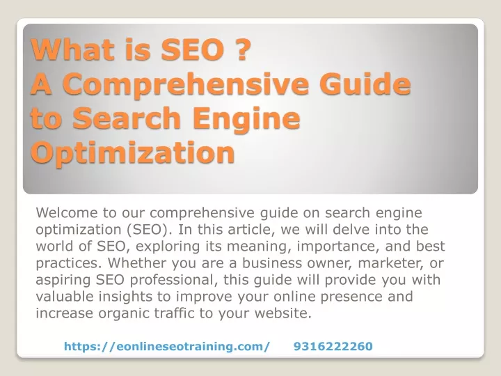 what is seo a comprehensive guide to search