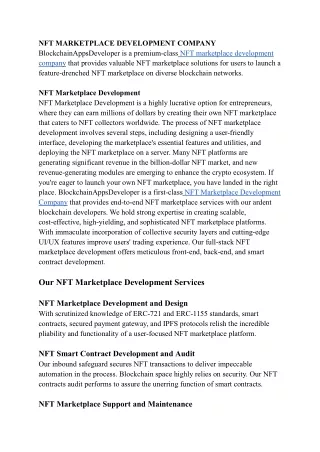 NFT Marketplace Development Company