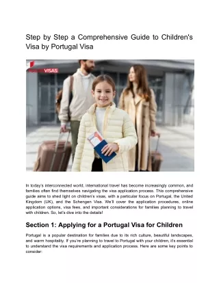 Step by Step a Comprehensive Guide to Children's Visa by Portugal Visa (1)